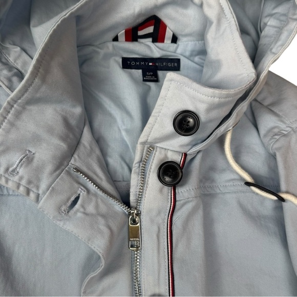 Tommy Hilfiger MidLength Blue Utility Jacket with Hood Small Petite ‘Tye-Dye’ - Picture 6 of 11